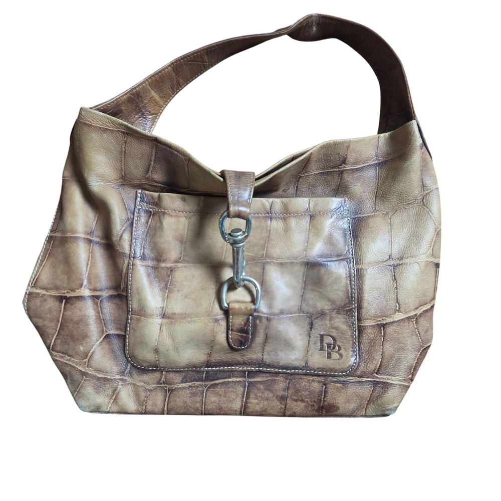 Dooney & Bourke Annalisa Lock Sac Hobo Bag Embossed Leather Lobster Clasp Y2K